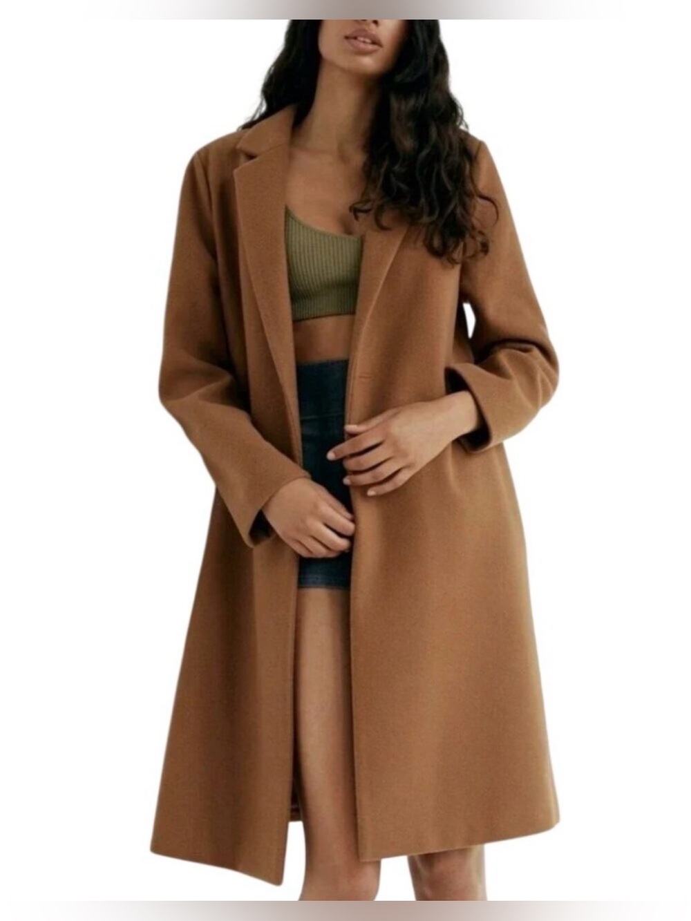 Zara Brown Long Single-Breasted Coat